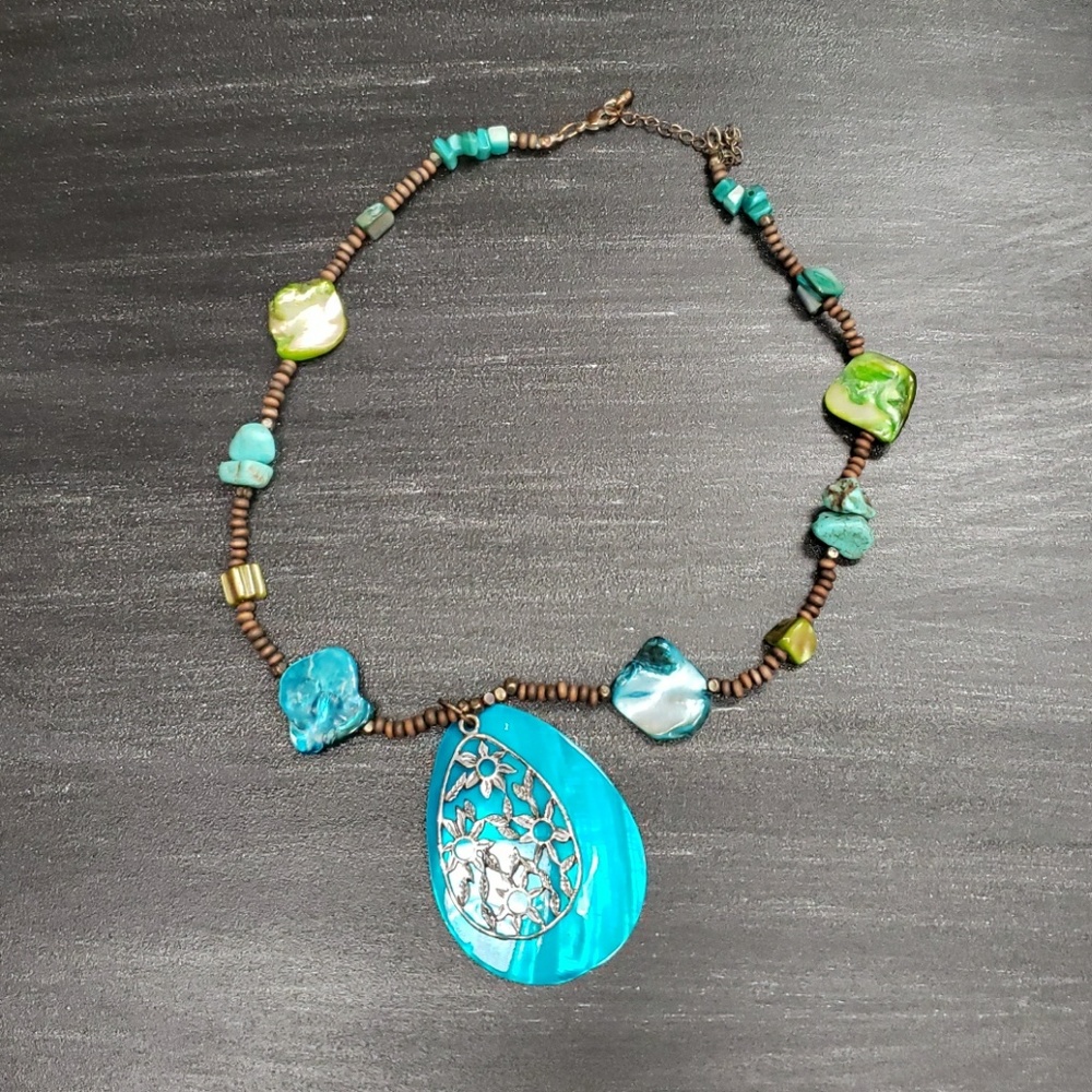 Beaded and stone necklace